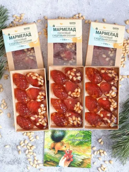 Подарочный набор мармелад с кедровыми орехами 6 шт по 110 г Подарочный набор мармелад с кедровыми орехами 6 шт по 110 г